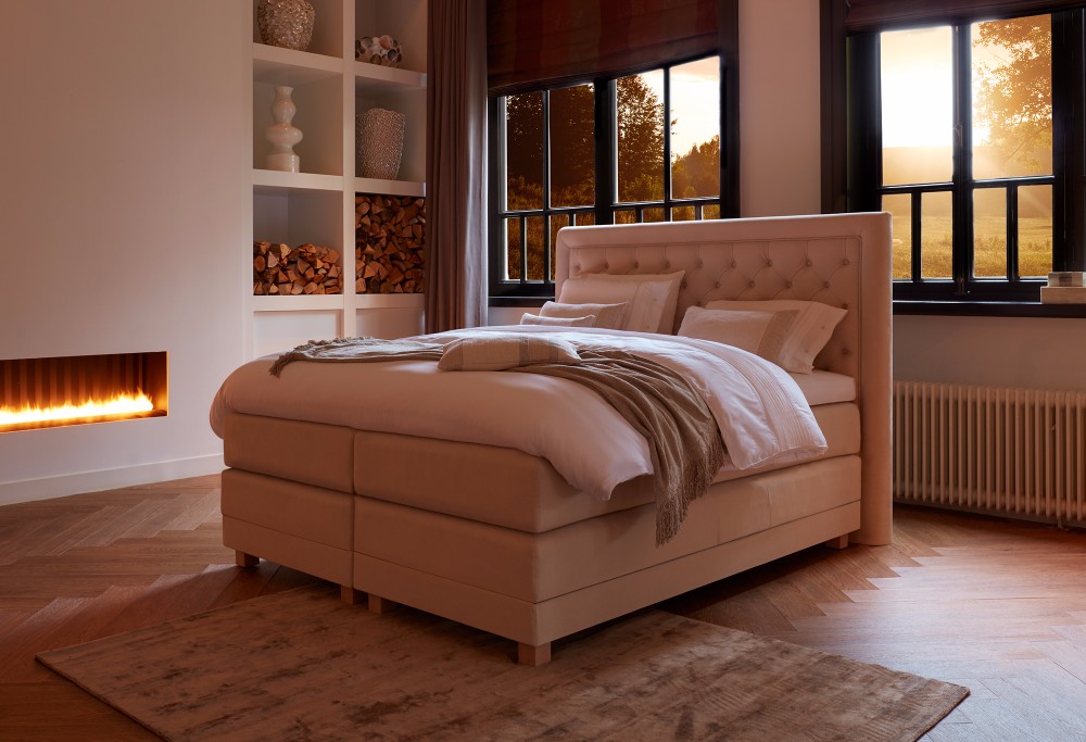 Beige boxspringbett Diks Cellini