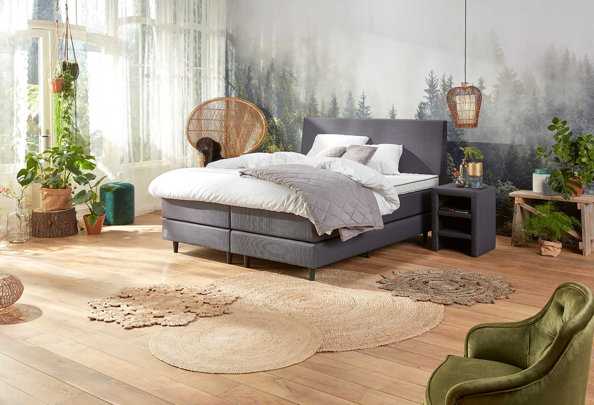 Boxspringbett grau kaufen? Gratis Montage Swiss Sense