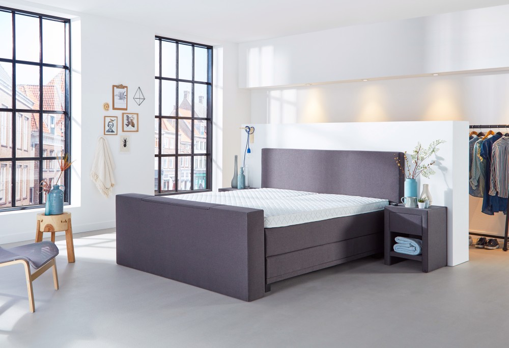 Boxspringbett Grau mit TV lift Home 350 -4