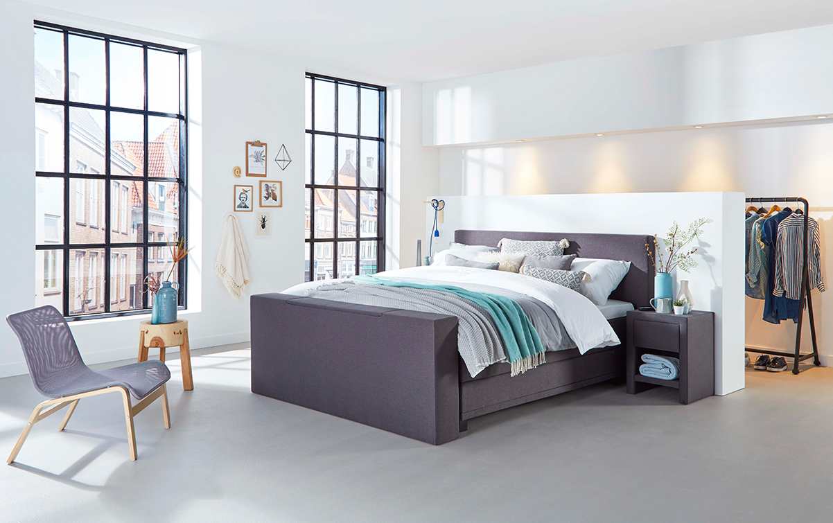 Boxspringbett grau kaufen? Gratis Montage Swiss Sense