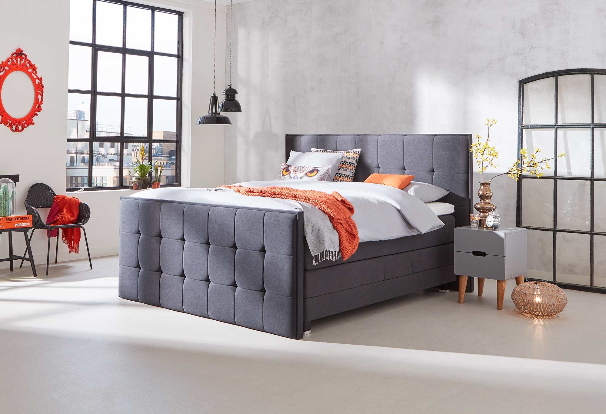 Grau Boxspringbett Home 500