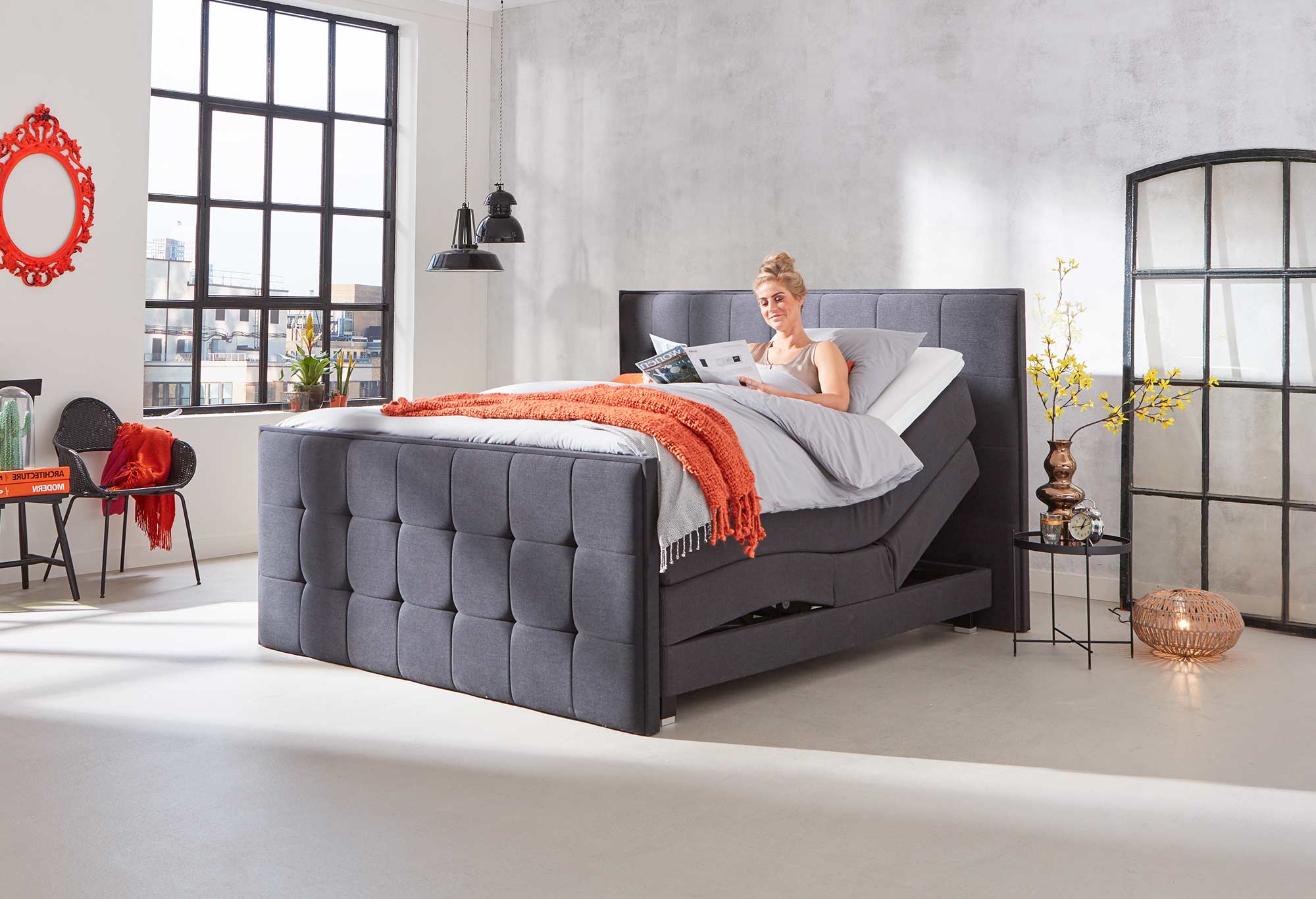 Grau Boxspringbett Home 500
