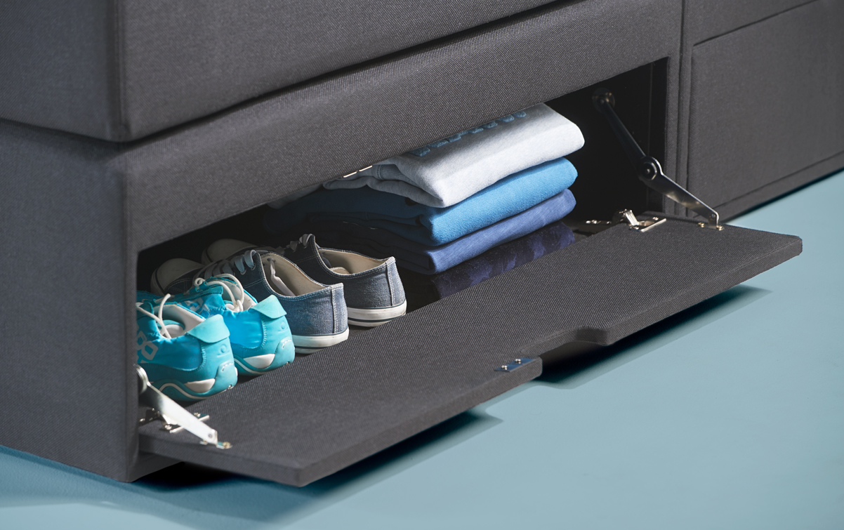 Schwarz Boxspringbett SMART storage 01 | Swiss Sense