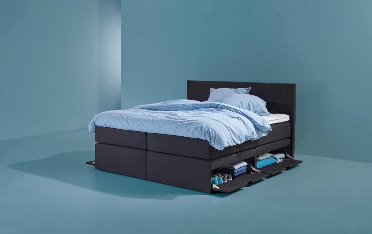 Schwarz Boxspringbett SMART storage 01 | Swiss Sense