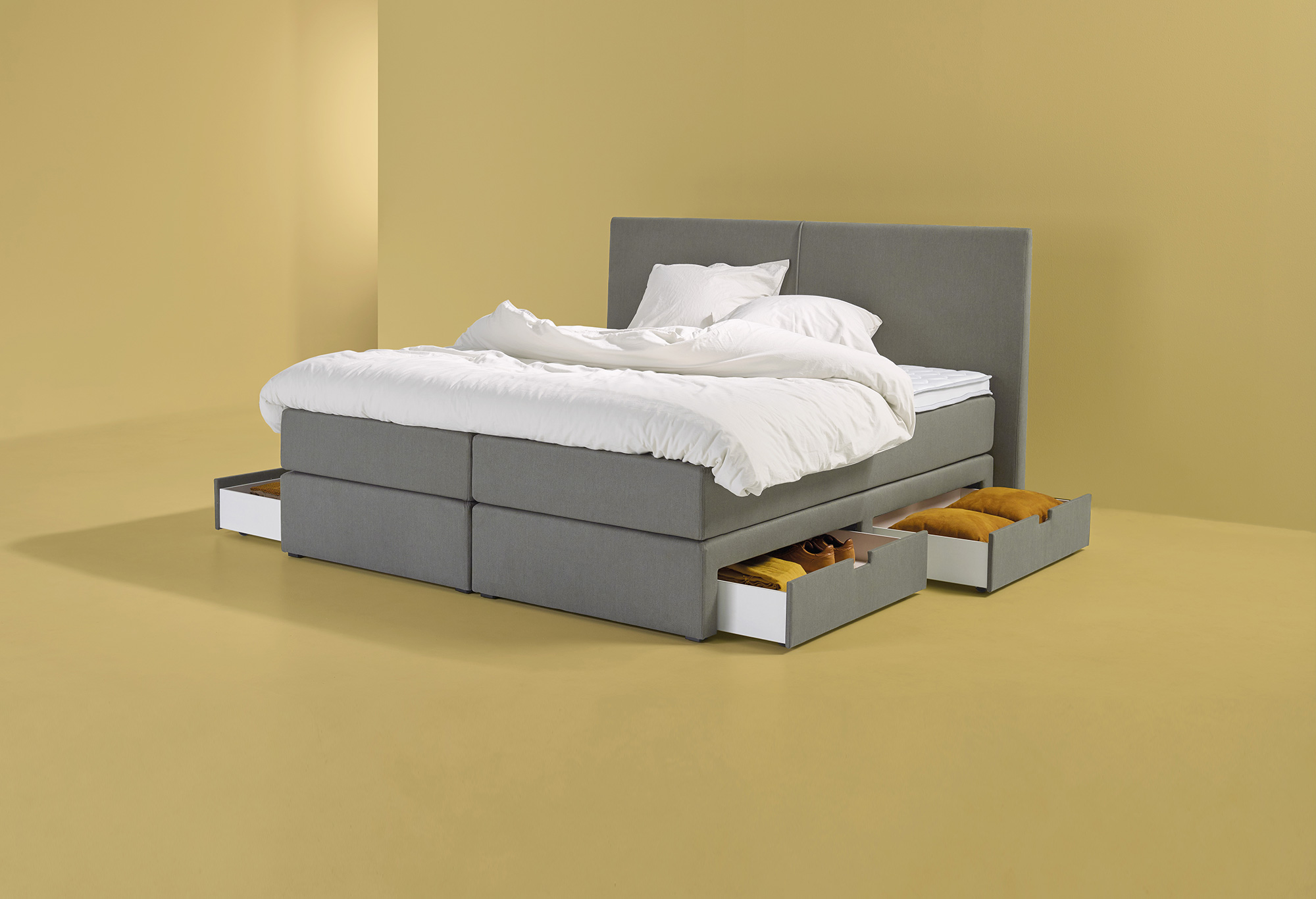 Boxspringbett grau kaufen? Gratis Montage Swiss Sense