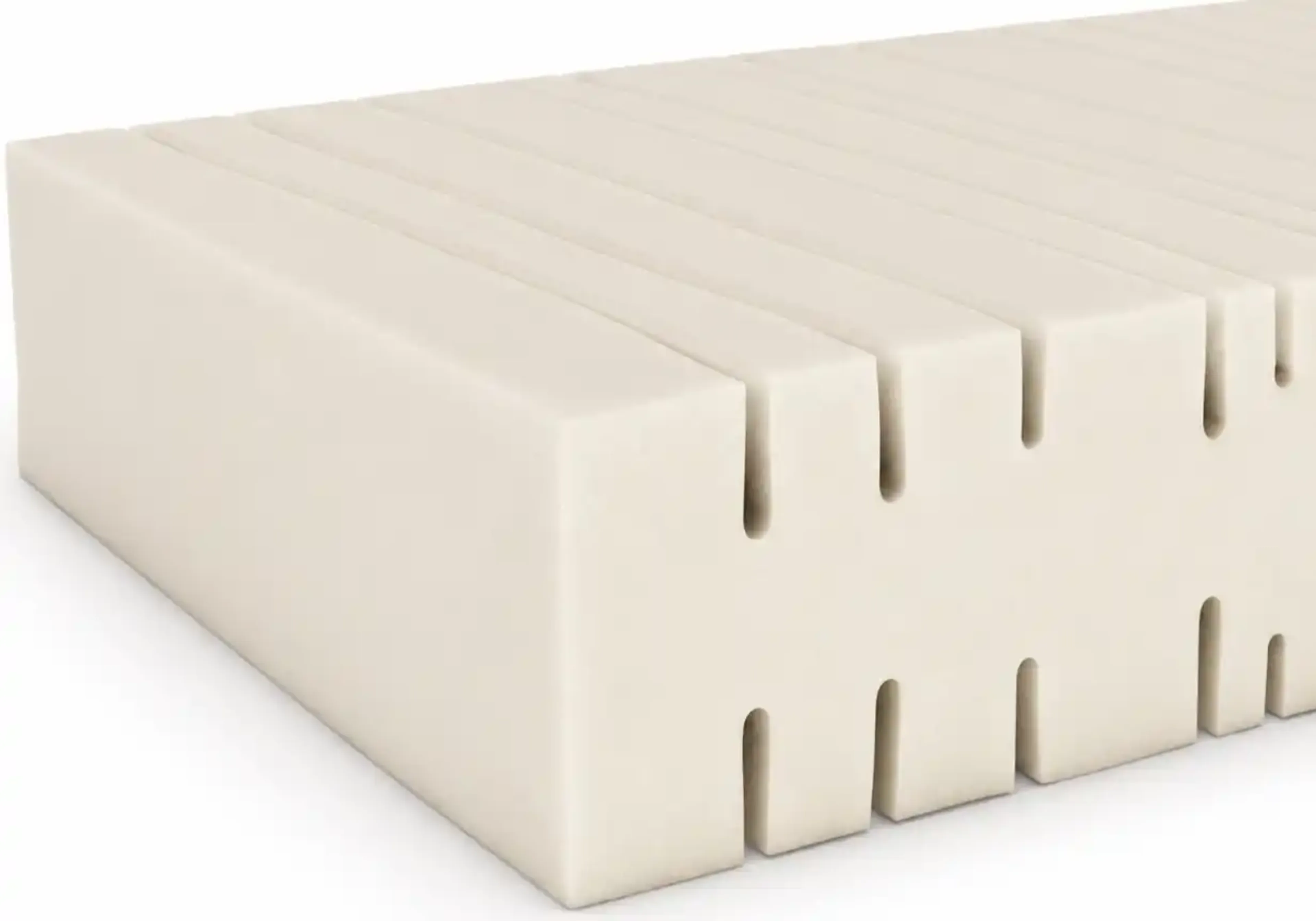 Kaltschaumkern einer Kaltschaum-Matratze mit ergonomischen Einschnitten für optimale Druckentlastung und Punktelastizität