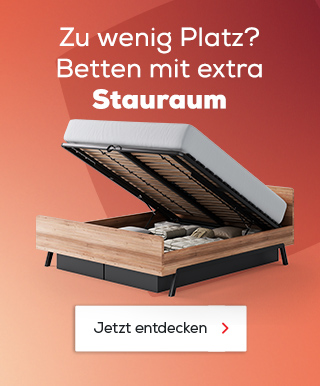 Zu wenig Platz? Entdecke Betten mit extra Stauraum.